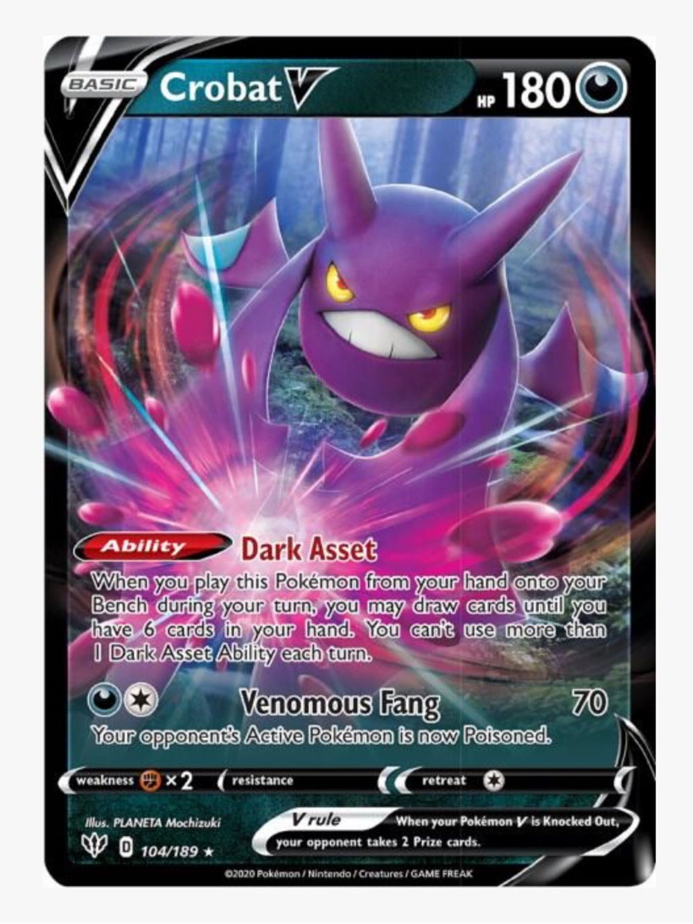 Crobat V SWSH03: Darkness Ablaze Pokemon Trading Card